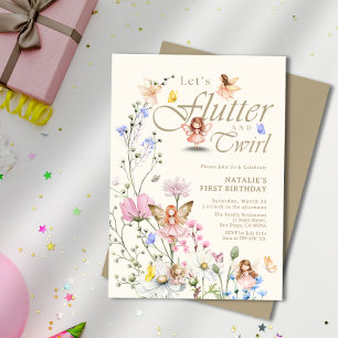 Flutter & Twirl Forest Fairy Girl's First Birthday Invitation