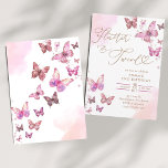 Flutter & Twirl Glitter Butterfly Birthday  Invitation<br><div class="desc">Elevate your special day with our enchanting butterfly wedding invitation, adorned with delicate pink and gold butterflies that flutter gracefully across the design. This exquisite invitation captures the essence of romance and elegance, making it the perfect prelude to your celebration. Crafted with high-quality materials, it invites your guests to experience...</div>