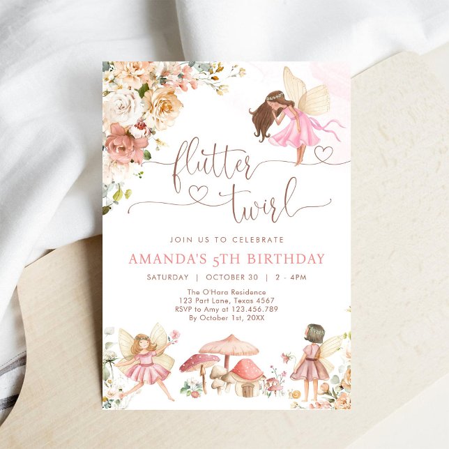 Flutter & Twirl Wildflower Fairy Girl Birthday Invitation (Creator Uploaded)