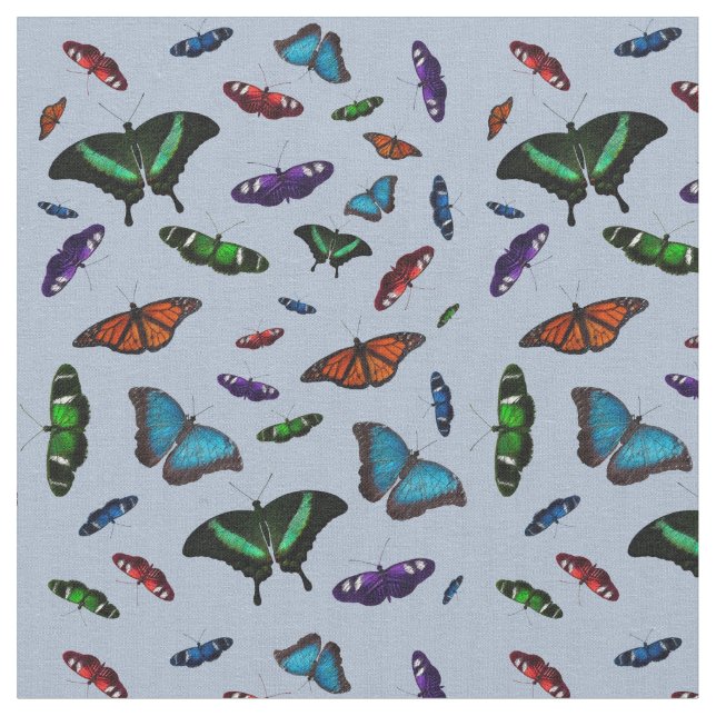Flutterbies Fabric (Light Blue) (Close Up)