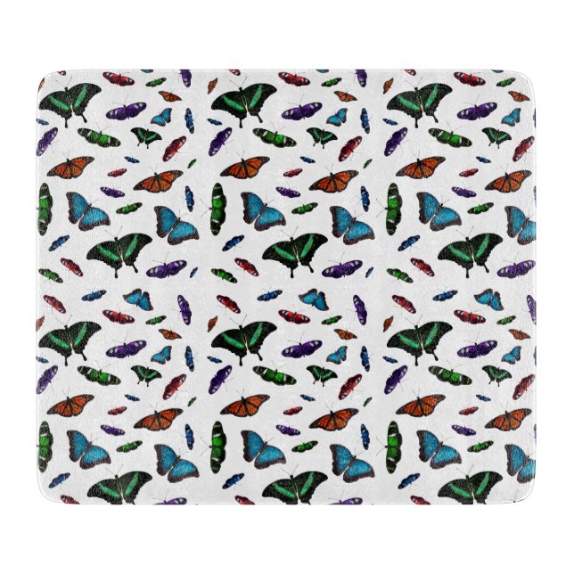 Flutterbies Glass Cutting Board (choose colour) (Front)