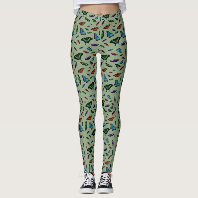 Flutterbies Leggings (Light Green) (Front)
