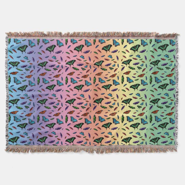 Flutterbies Throw Blanket (Rainbow) (Front)