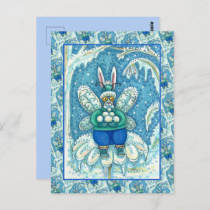FLUTTERBUN WINTER WONDERLAND, FUNNY BUNNY RABBIT POSTCARD