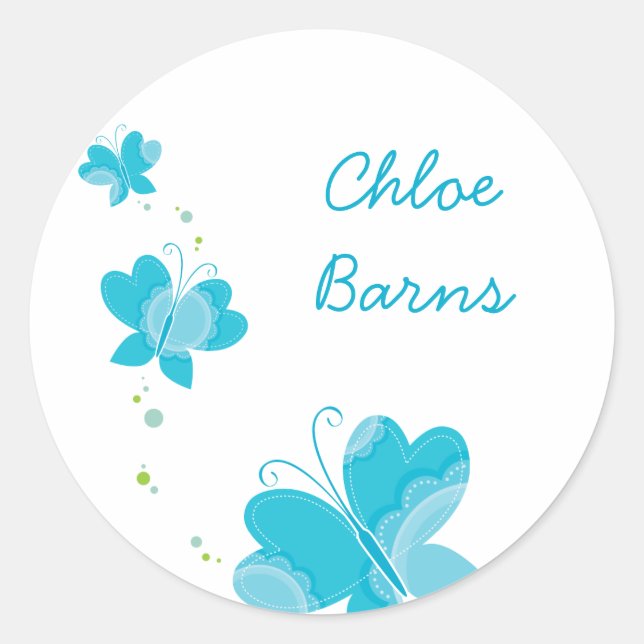 FLUTTERBY BUTTERFLIES :: series of three 2 Classic Round Sticker (Front)