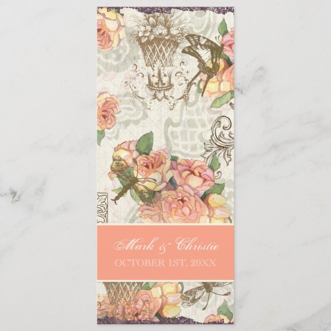 Flutterbyes 'n Roses Elegant Menu Card (Front)