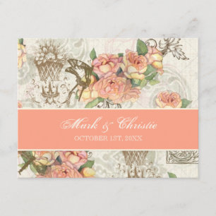 Flutterbyes 'n Roses Elegant Wedding RSVP Card