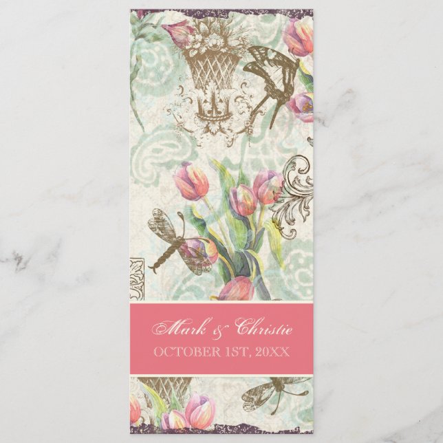 Flutterbyes 'n Tulips Elegant Menu Card (Front)