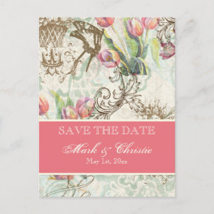 Flutterbyes 'n Tulips Elegant Save The Date Card