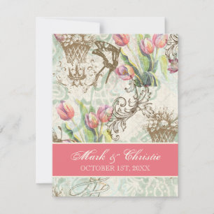 Flutterbyes 'n Tulips Elegant Wedding Invitation
