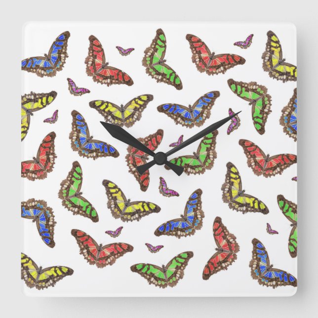 Flutterbys Square Wall Clock (Front)