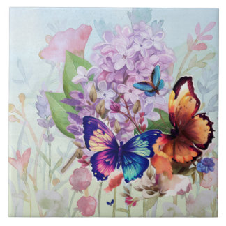 Fluttered Blooms Ceramic Tile