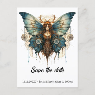 Fluttergear Nymph Butterfly Steampunk Wedding Announcement Postcard