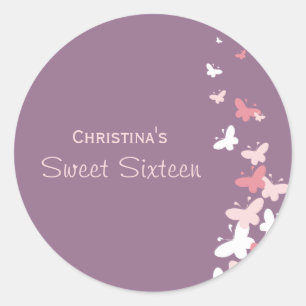Fluttering Butterflies Favour Stickers/Envelope Se Classic Round Sticker