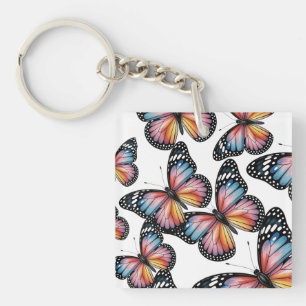 Fluttering Butterflies Pattern Key Ring