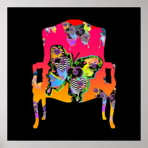  Fluttering Butterflies Vintage Armchair  Poster