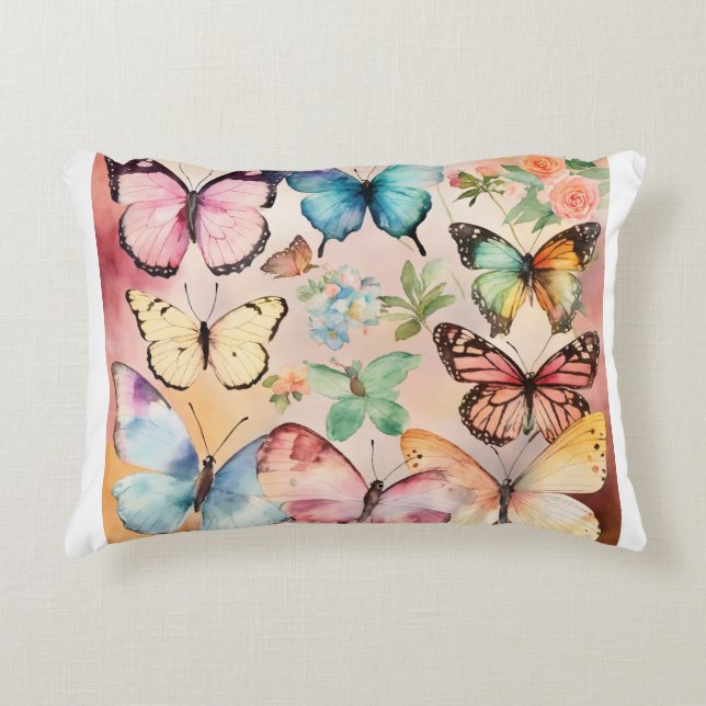 "Fluttering Elegance: Butterfly Design Decorative  Decorative Cushion (Front)