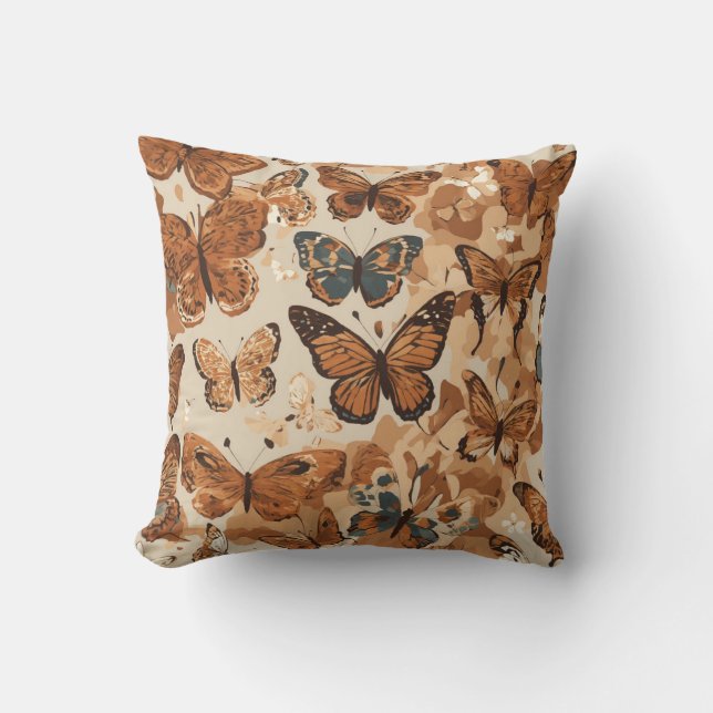 "Fluttering Elegance: Butterfly-Inspired Throw Pil Cushion (Front)