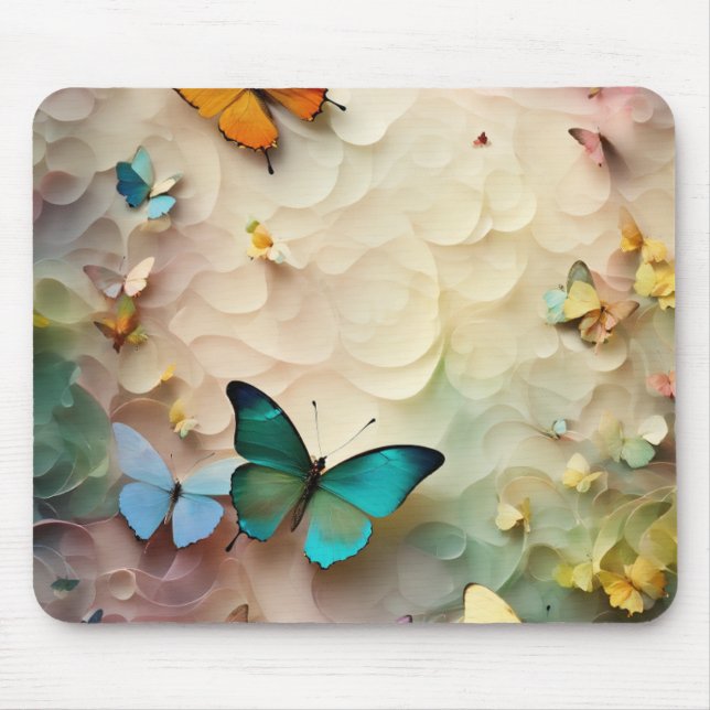 Fluttering Elegance: Butterfly Mouse Pad (Front)