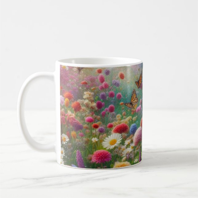 Fluttering Floral Coffee Mug (Left)