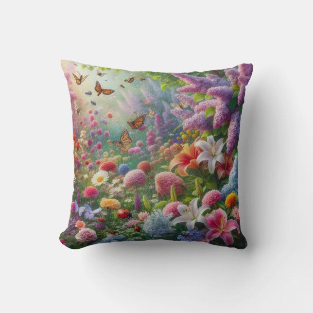 Fluttering Floral Cushion (Front)
