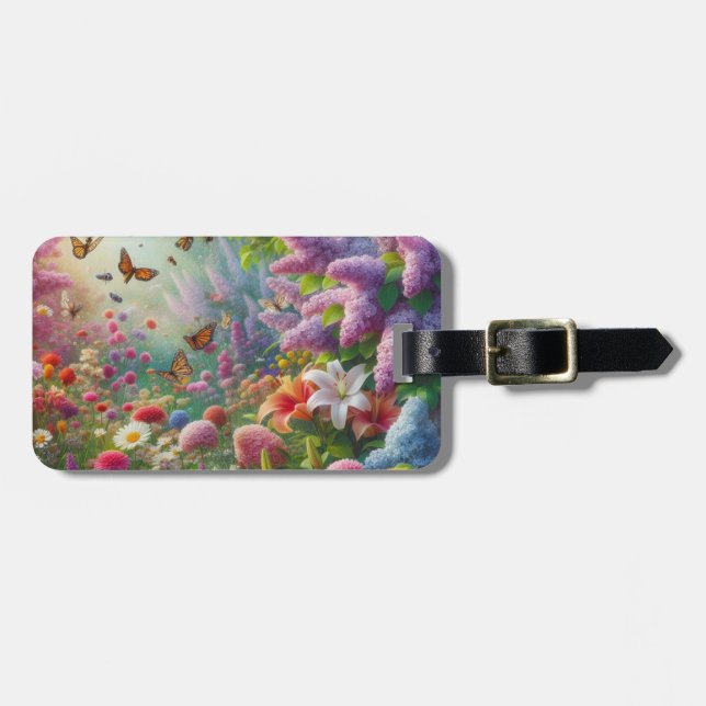 Fluttering Floral (Customisable) Luggage Tag (Front Horizontal)