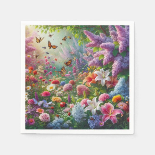 Fluttering Floral Napkin (Front)