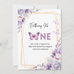 Fluttering Into One Butterfly Birthday Invitation