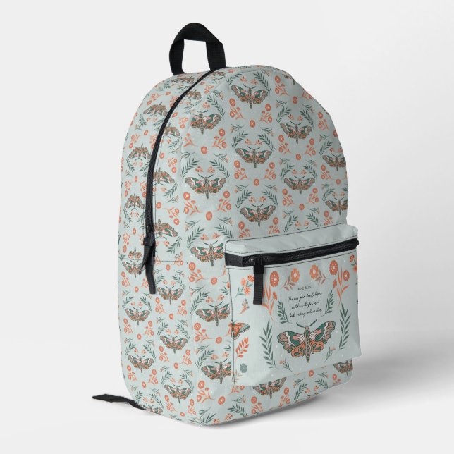Fluttering Moments: Moth Magic Printed Backpack (Back Corner Left)