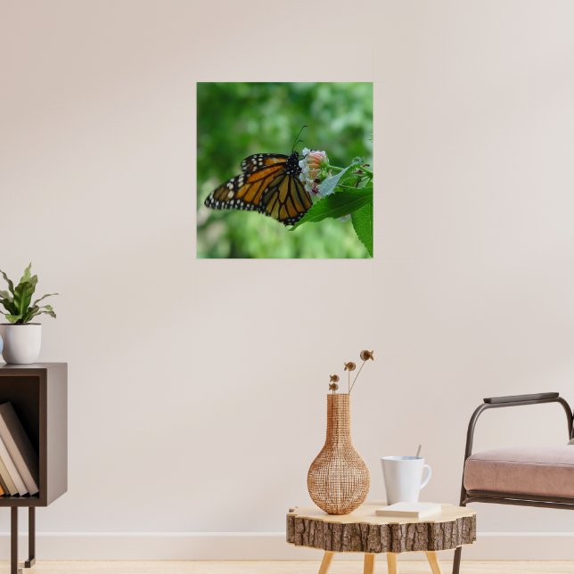 Fluttering Monarch Butterfly on Flower Poster (Living Room 3)