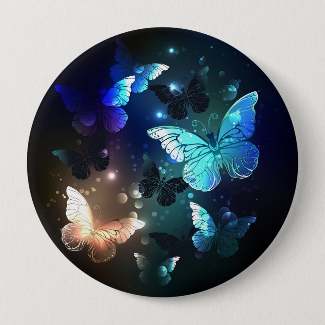 Fluttering Night Butterfly 10 Cm Round Badge (Front)