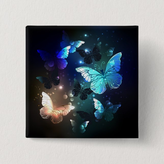 Fluttering Night Butterfly 15 Cm Square Badge (Front)
