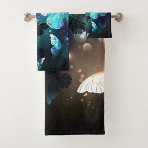 Fluttering Night Butterfly Bath Towel Set