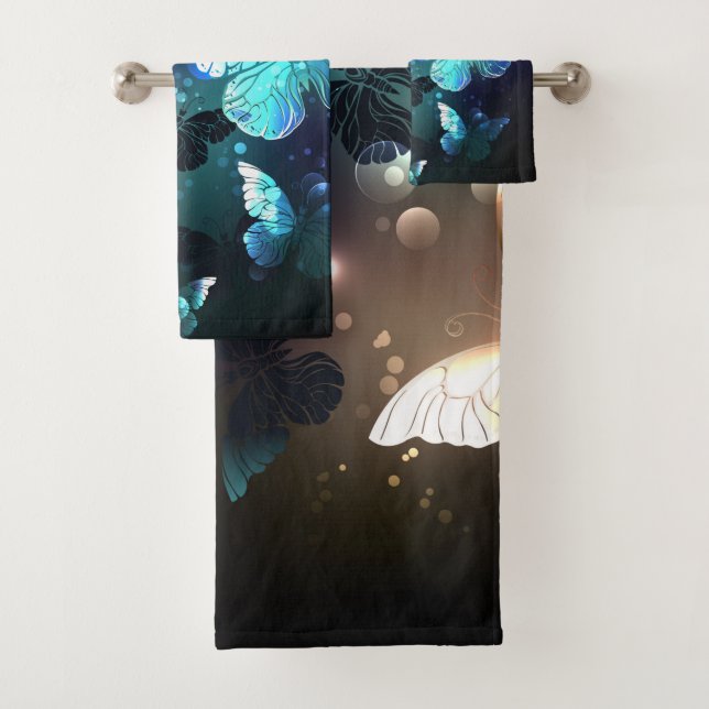 Fluttering Night Butterfly Bath Towel Set (Insitu)