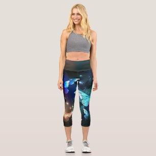 Fluttering Night Butterfly Capri Leggings