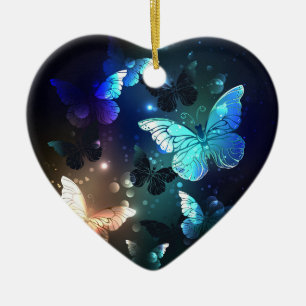 Fluttering Night Butterfly Ceramic Ornament