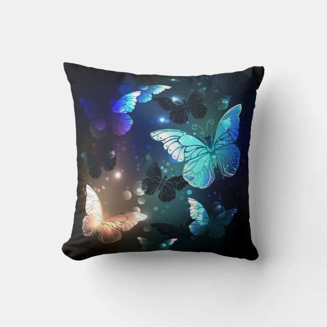 Fluttering Night Butterfly Cushion (Front)