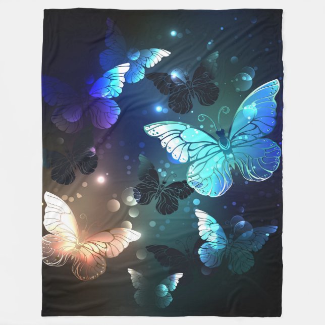 Fluttering Night Butterfly Fleece Blanket (Front)