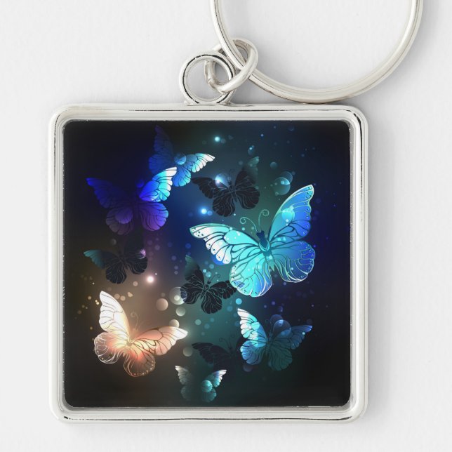 Fluttering Night Butterfly Key Ring (Front)