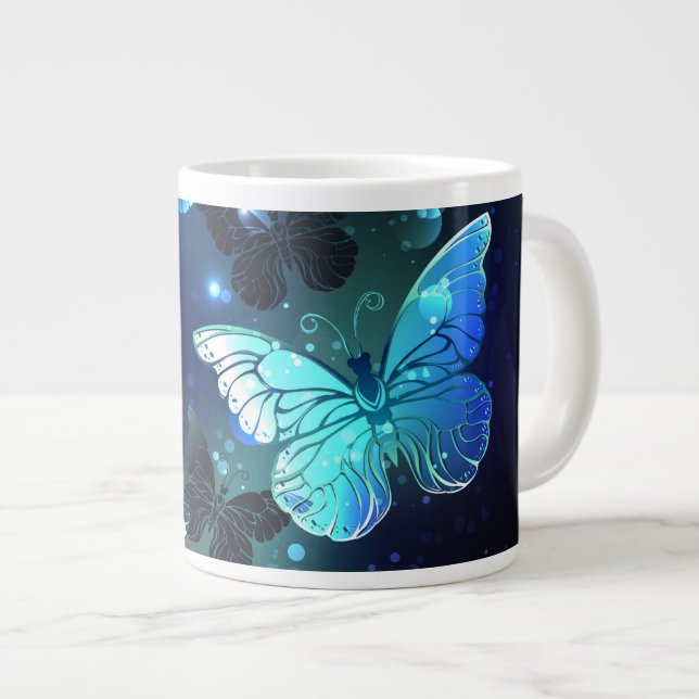 Fluttering Night Butterfly Large Coffee Mug (Front Right)