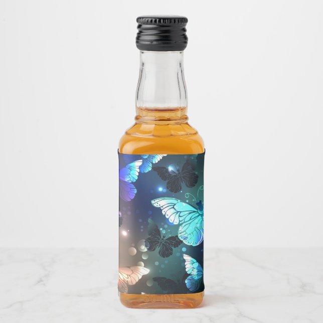 Fluttering Night Butterfly Liquor Bottle Label (Front)
