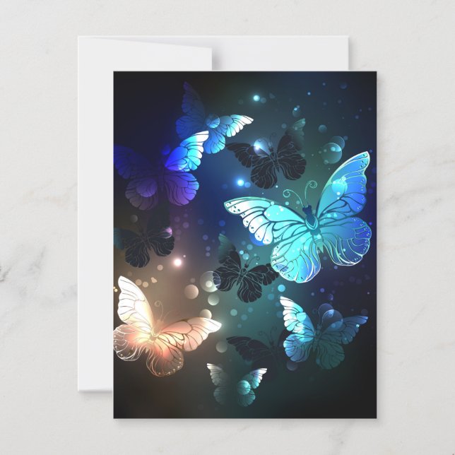 Fluttering Night Butterfly Magnetic Invitation (Front)