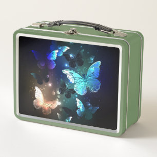 Fluttering Night Butterfly Metal Lunch Box