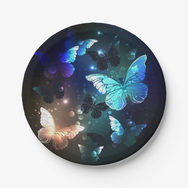 Fluttering Night Butterfly Paper Plate (Front)