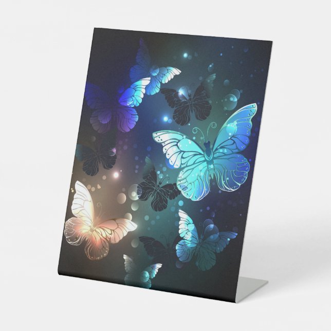 Fluttering Night Butterfly Pedestal Sign (Front)