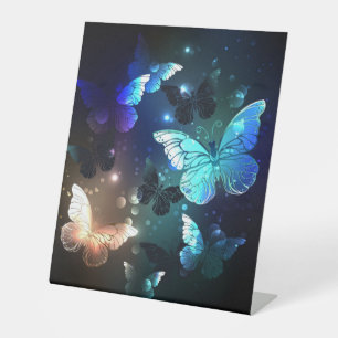 Fluttering Night Butterfly Pedestal Sign