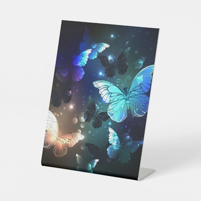 Fluttering Night Butterfly Pedestal Sign (Front)