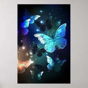 Fluttering Night Butterfly Poster