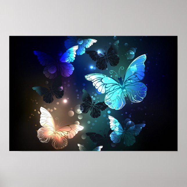 Fluttering Night Butterfly Poster (Front)