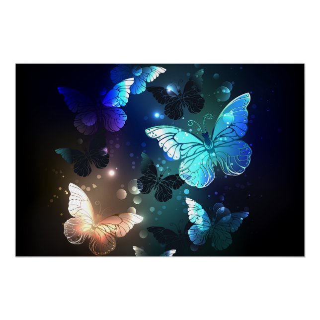 Fluttering Night Butterfly Poster (Front)